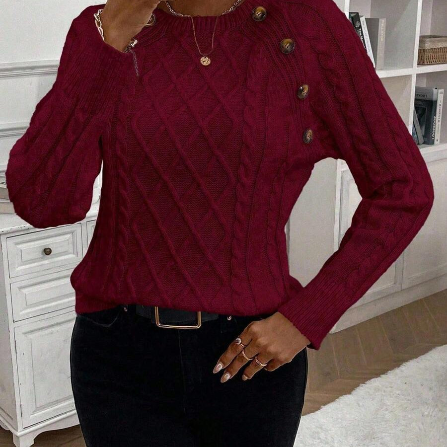 Francisca™ | Camisola de Malha com Botões - | Benedita Lisboa