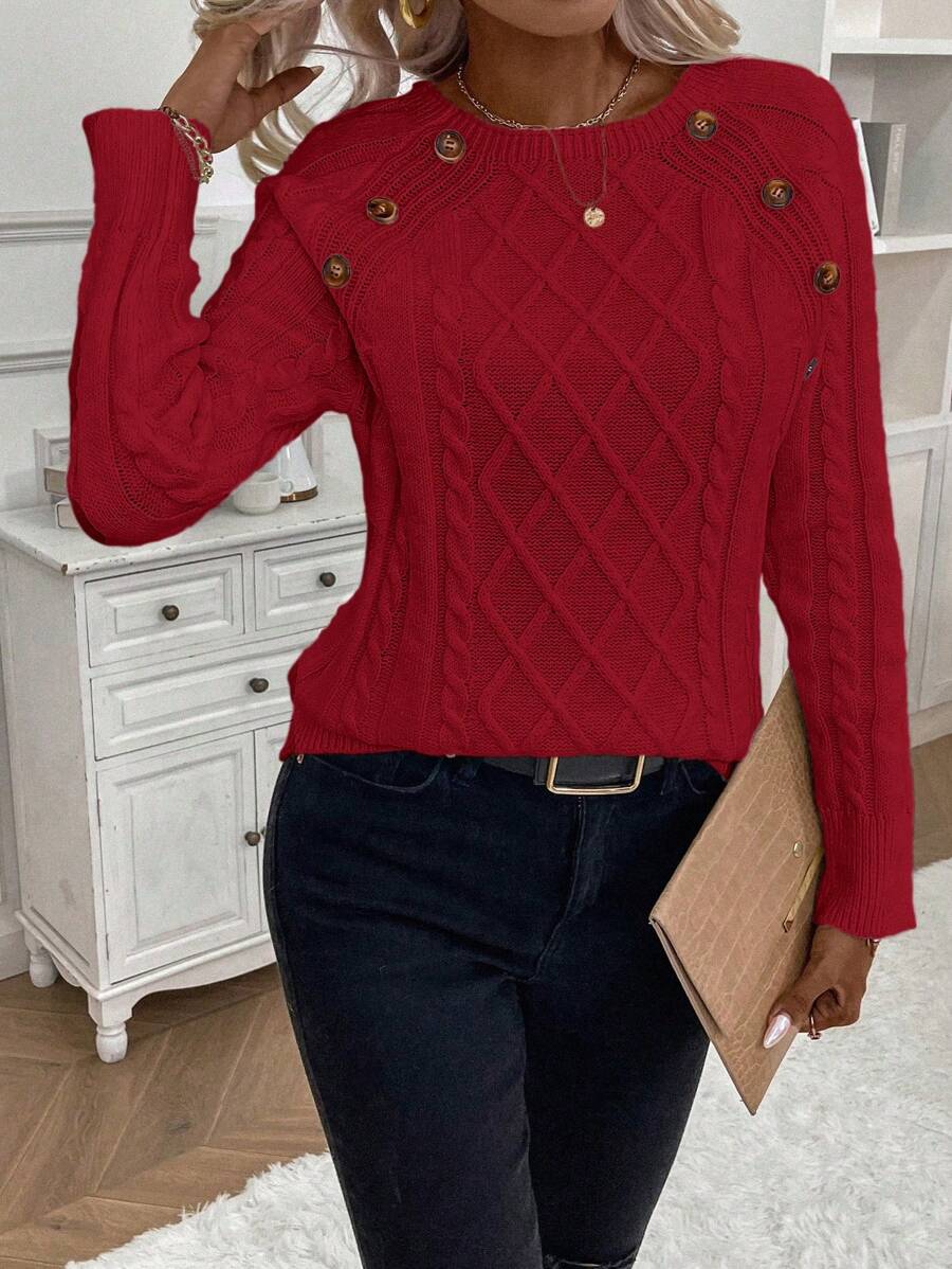 Francisca™ | Camisola de Malha com Botões - | Benedita Lisboa