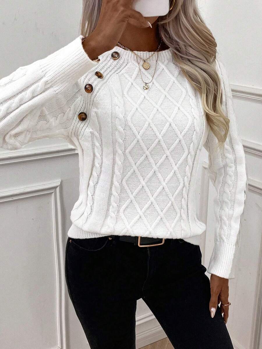 Francisca™ | Camisola de Malha com Botões - | Benedita Lisboa