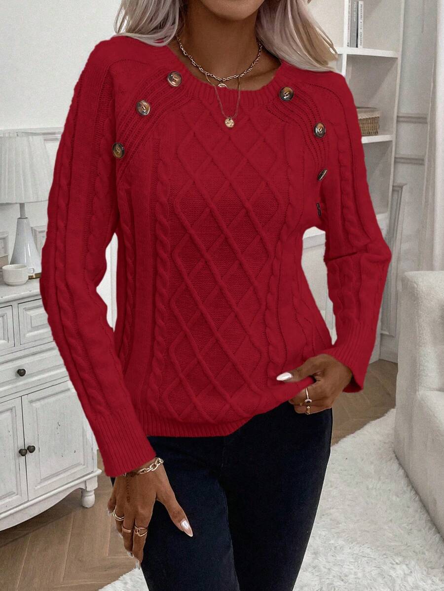 Francisca™ | Camisola de Malha com Botões - | Benedita Lisboa