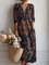 Francisca™ | Vestido Boho Longo Azul com Flores - Vestido | Benedita Lisboa