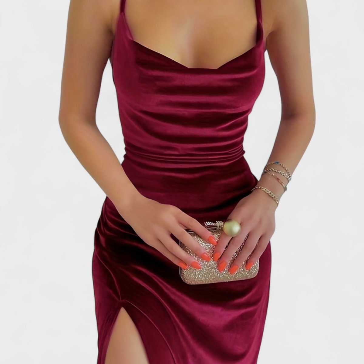 Gabriela™ | Vestido de veludo com fenda lateral - | Benedita Lisboa