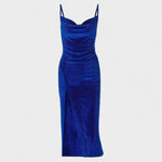 Gabriela™ | Vestido de veludo com fenda lateral - | Benedita Lisboa