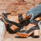 Ginevra™ | Sapatos de salto alto com tiras múltiplas e sola grossa - | Benedita Lisboa
