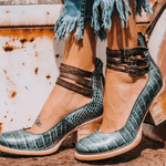 Ginevra™ | Sapatos de salto alto com tiras múltiplas e sola grossa - | Benedita Lisboa