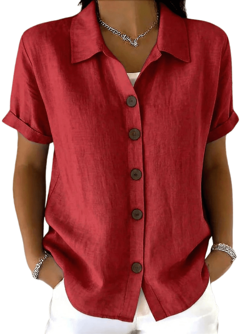 Gracie™ | Camisa Feminina de Manga Curta Relaxada - Shirts & Tops | Benedita Lisboa