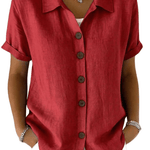 Gracie™ | Camisa Feminina de Manga Curta Relaxada - Shirts & Tops | Benedita Lisboa