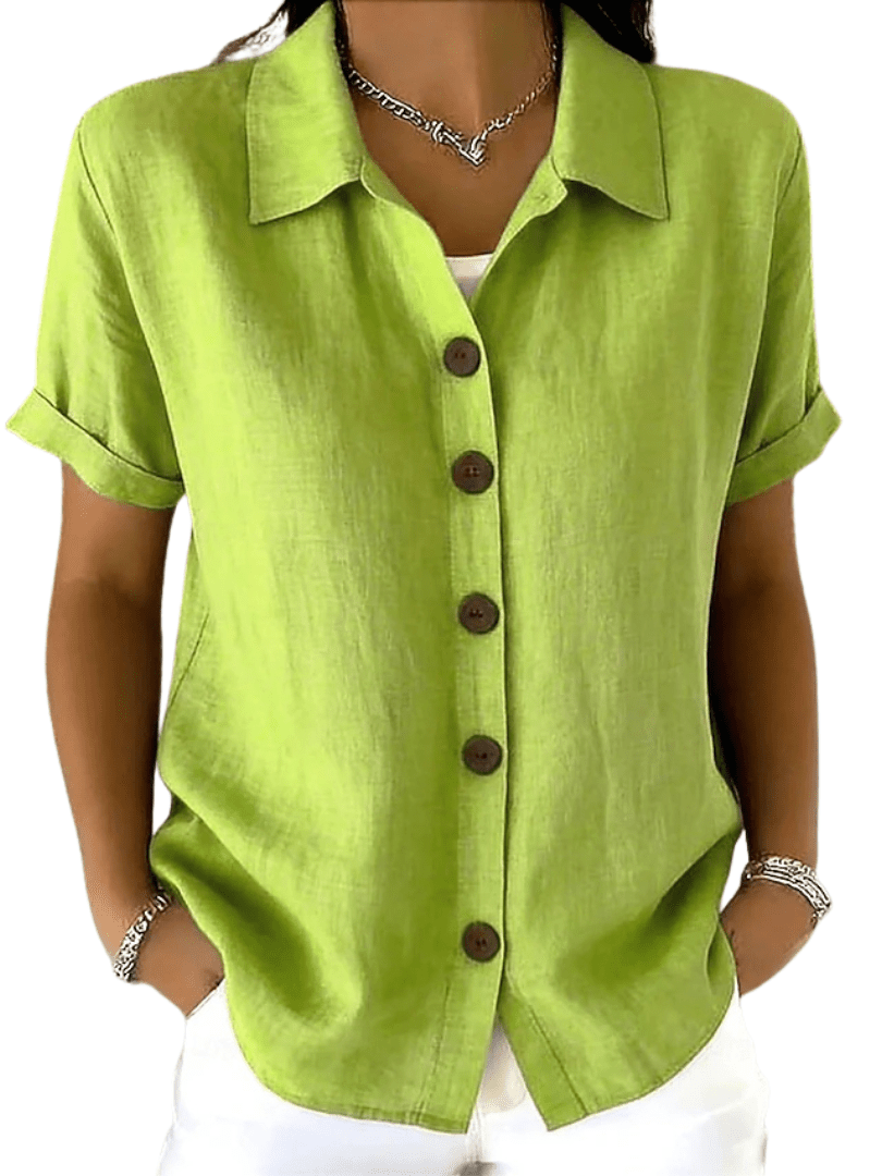 Gracie™ | Camisa Feminina de Manga Curta Relaxada - Shirts & Tops | Benedita Lisboa