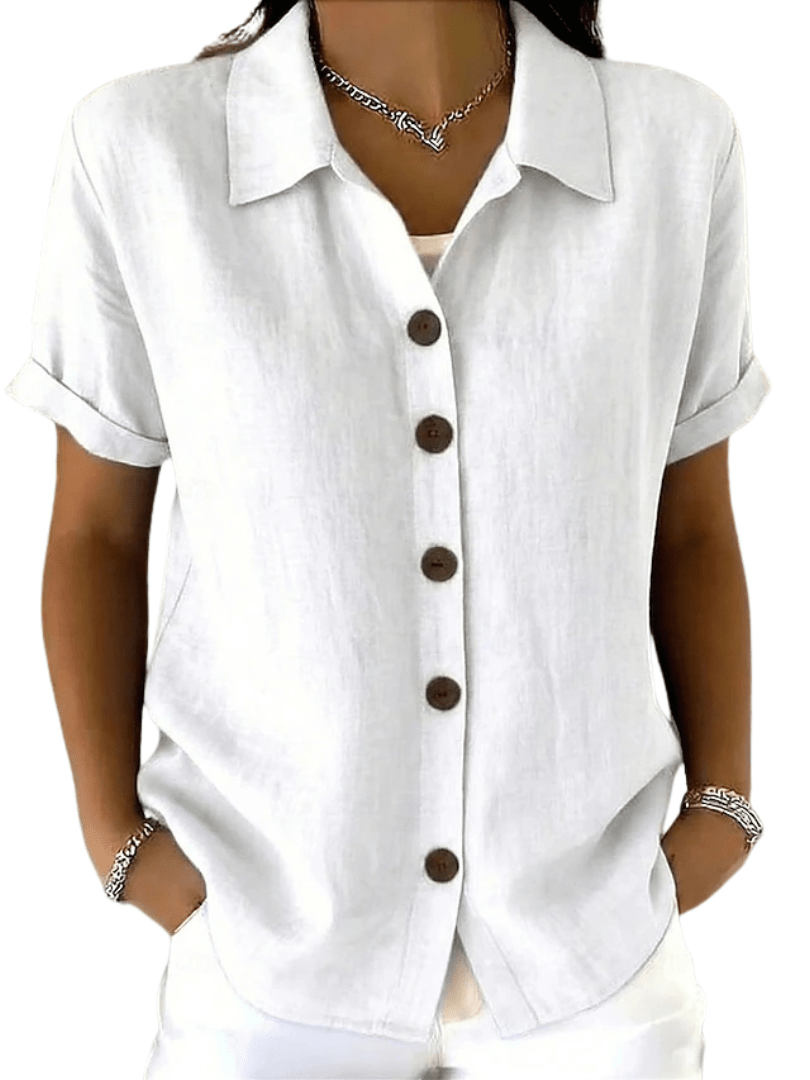 Gracie™ | Camisa Feminina de Manga Curta Relaxada - Shirts & Tops | Benedita Lisboa