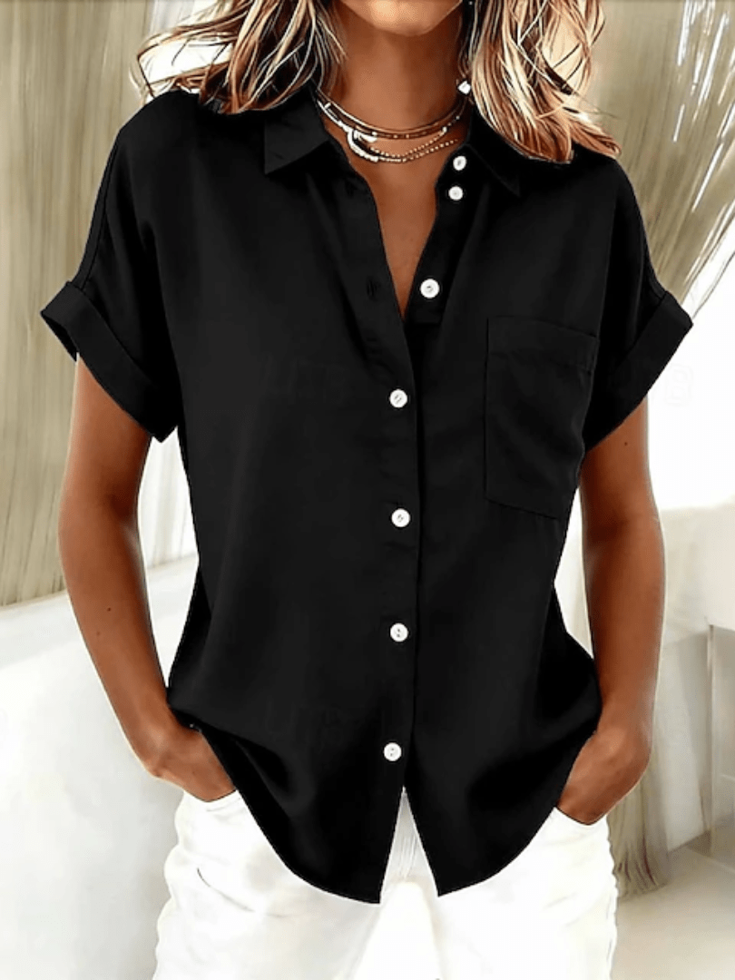 Gustie™ | Camisa Feminina de Manga Curta Relaxada - | Benedita Lisboa