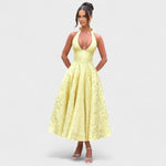 Halina™ | Vestido midi com espartilho e folhos - | Benedita Lisboa