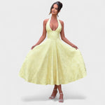 Halina™ | Vestido midi com espartilho e folhos - | Benedita Lisboa