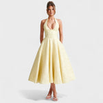 Halina™ | Vestido midi com espartilho e folhos - | Benedita Lisboa