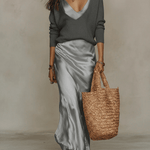 Helena™ | Vestido de Cetim e Sweater - | Benedita Lisboa