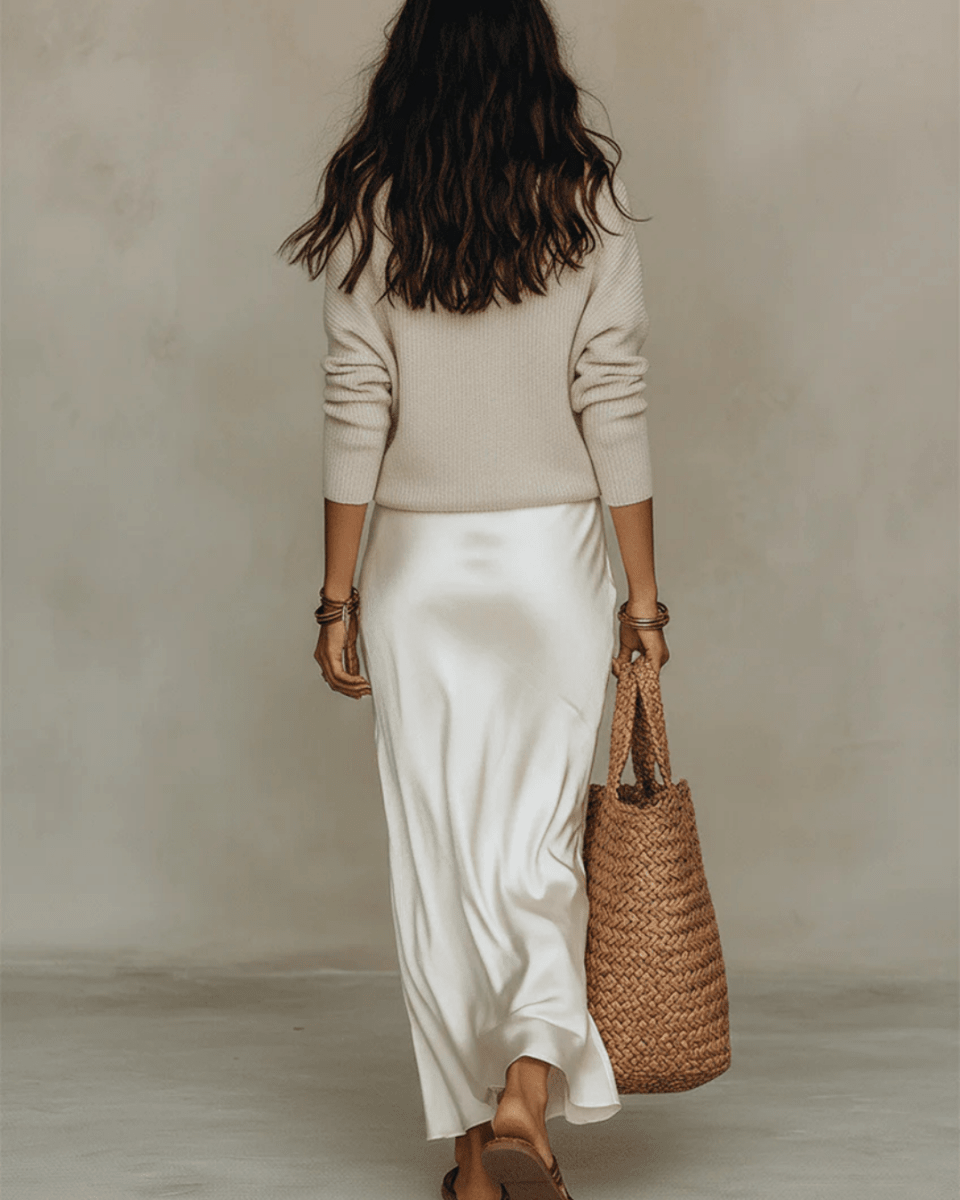 Helena™ | Vestido de Cetim e Sweater - | Benedita Lisboa