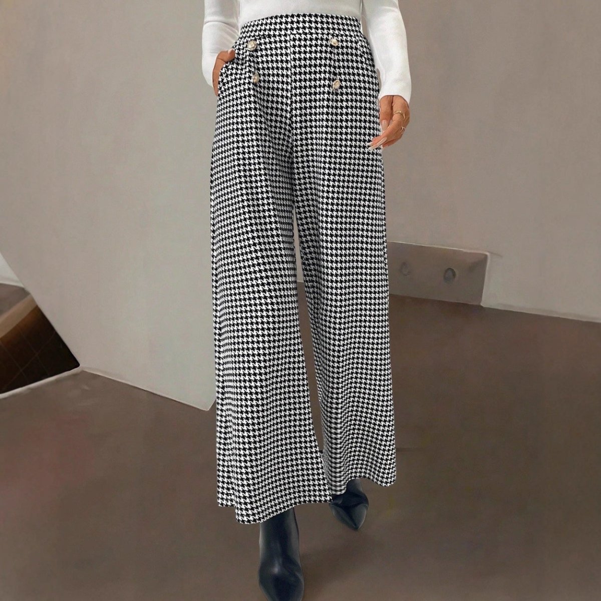 Houndstooth™ | Calças Pata de Galo Elegantes - 0 | Benedita Lisboa