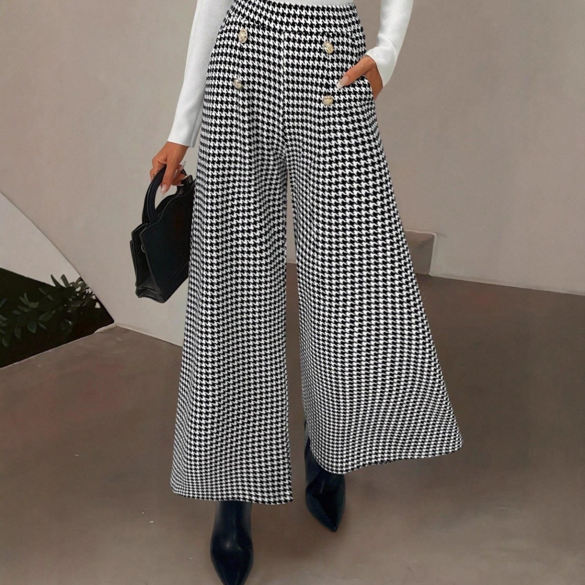Houndstooth™ | Calças Pata de Galo Elegantes - 0 | Benedita Lisboa