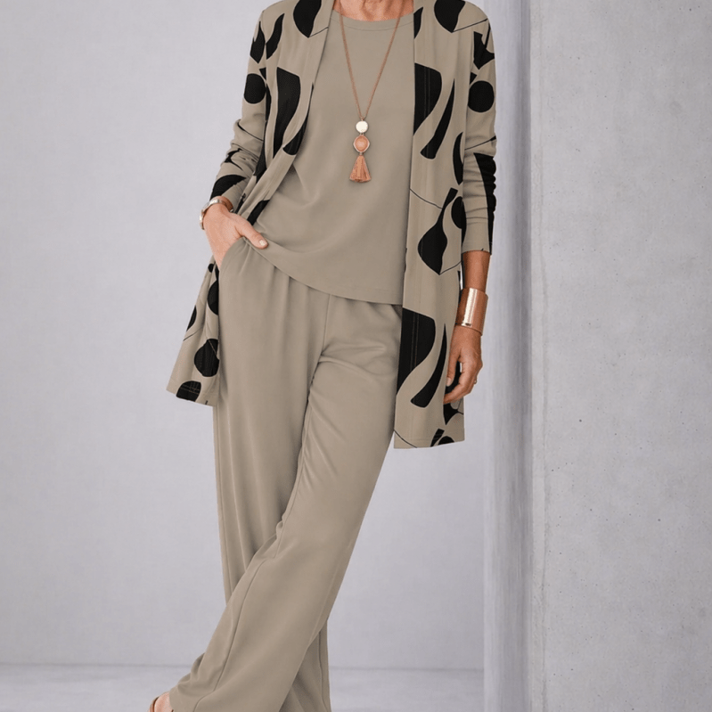 Iara™ | Conjunto de 3 Peças Toupeira com Estampado Preto - | Benedita Lisboa
