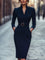 Iara™ | Vestido Justo Preto Refinado Com Cinto - | Benedita Lisboa