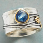 Inés - Anel Vintage de Safira Azul em Prata Banhada a Ouro - Joyería | Benedita Lisboa