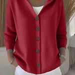 Ins Button Hooded Sweater Fashion Autumn And Winter Knitted Cardigan Casual Commuter Long Sleeve Top Women's Clothing - 0 | Benedita Lisboa
