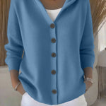 Ins Button Hooded Sweater Fashion Autumn And Winter Knitted Cardigan Casual Commuter Long Sleeve Top Women's Clothing - 0 | Benedita Lisboa