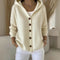 Ins Button Hooded Sweater Fashion Autumn And Winter Knitted Cardigan Casual Commuter Long Sleeve Top Women's Clothing - 0 | Benedita Lisboa
