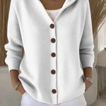 Ins Button Hooded Sweater Fashion Autumn And Winter Knitted Cardigan Casual Commuter Long Sleeve Top Women's Clothing - 0 | Benedita Lisboa