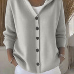 Ins Button Hooded Sweater Fashion Autumn And Winter Knitted Cardigan Casual Commuter Long Sleeve Top Women's Clothing - 0 | Benedita Lisboa