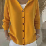 Ins Button Hooded Sweater Fashion Autumn And Winter Knitted Cardigan Casual Commuter Long Sleeve Top Women's Clothing - 0 | Benedita Lisboa