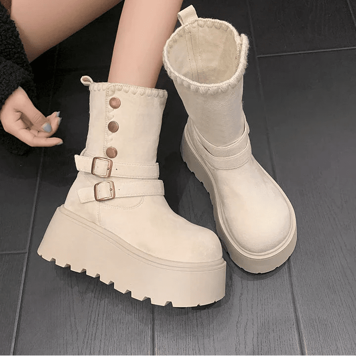 Irene™ | Botas com plataforma com fivela elegante e forro quente de pelúcia - | Benedita Lisboa