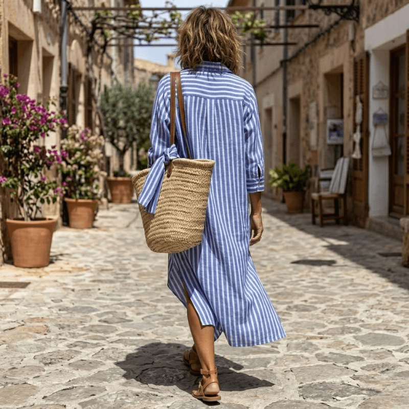 Íris™ | Vestido Listrado Chic de Verão - Striped Summer Dress | Benedita Lisboa