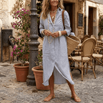 Íris™ | Vestido Listrado Chic de Verão - Striped Summer Dress | Benedita Lisboa