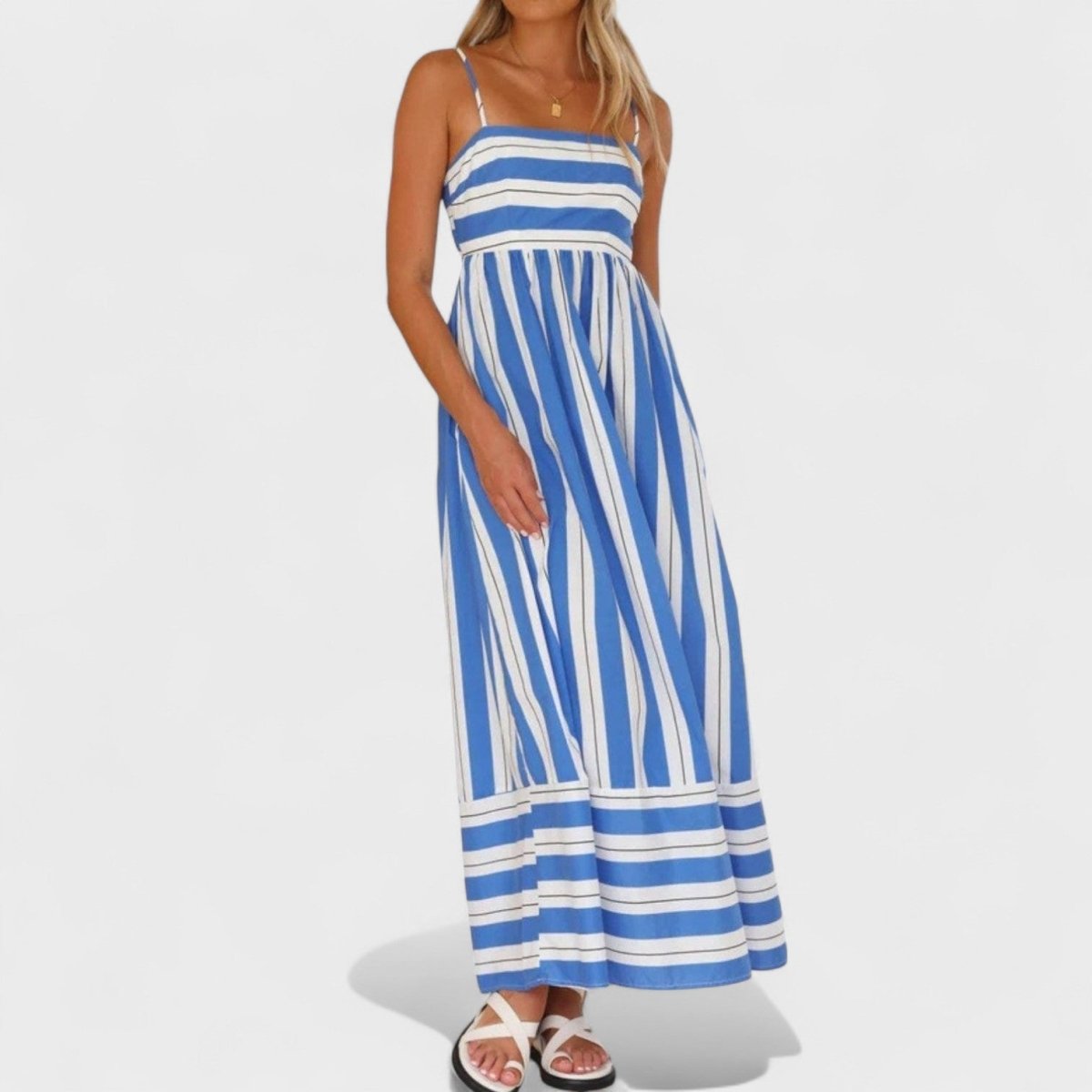 Isabel™ | Vestido comprido às riscas - | Benedita Lisboa