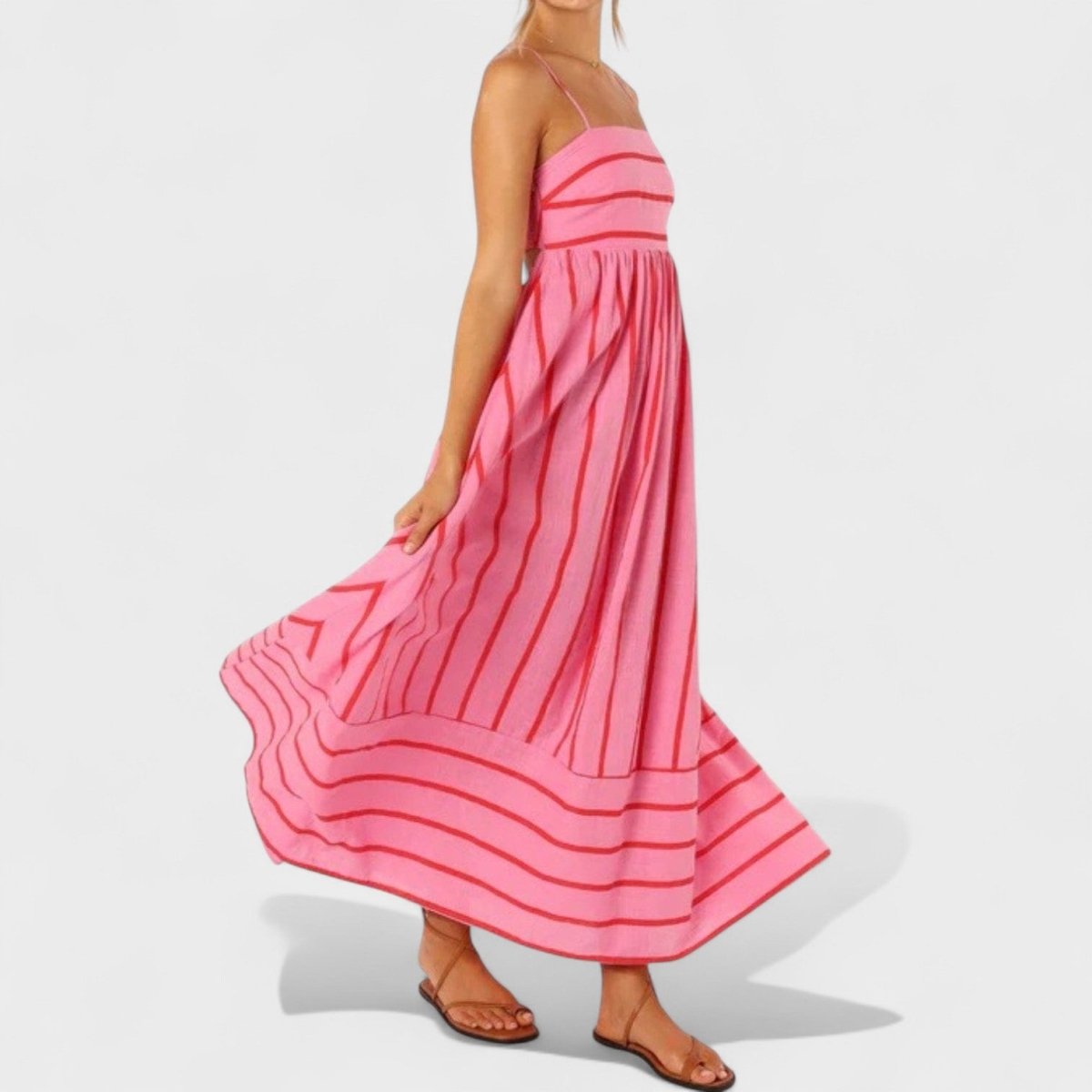 Isabel™ | Vestido comprido às riscas - | Benedita Lisboa