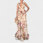 Isabela™ | Vestido comprido com folhos florais - | Benedita Lisboa