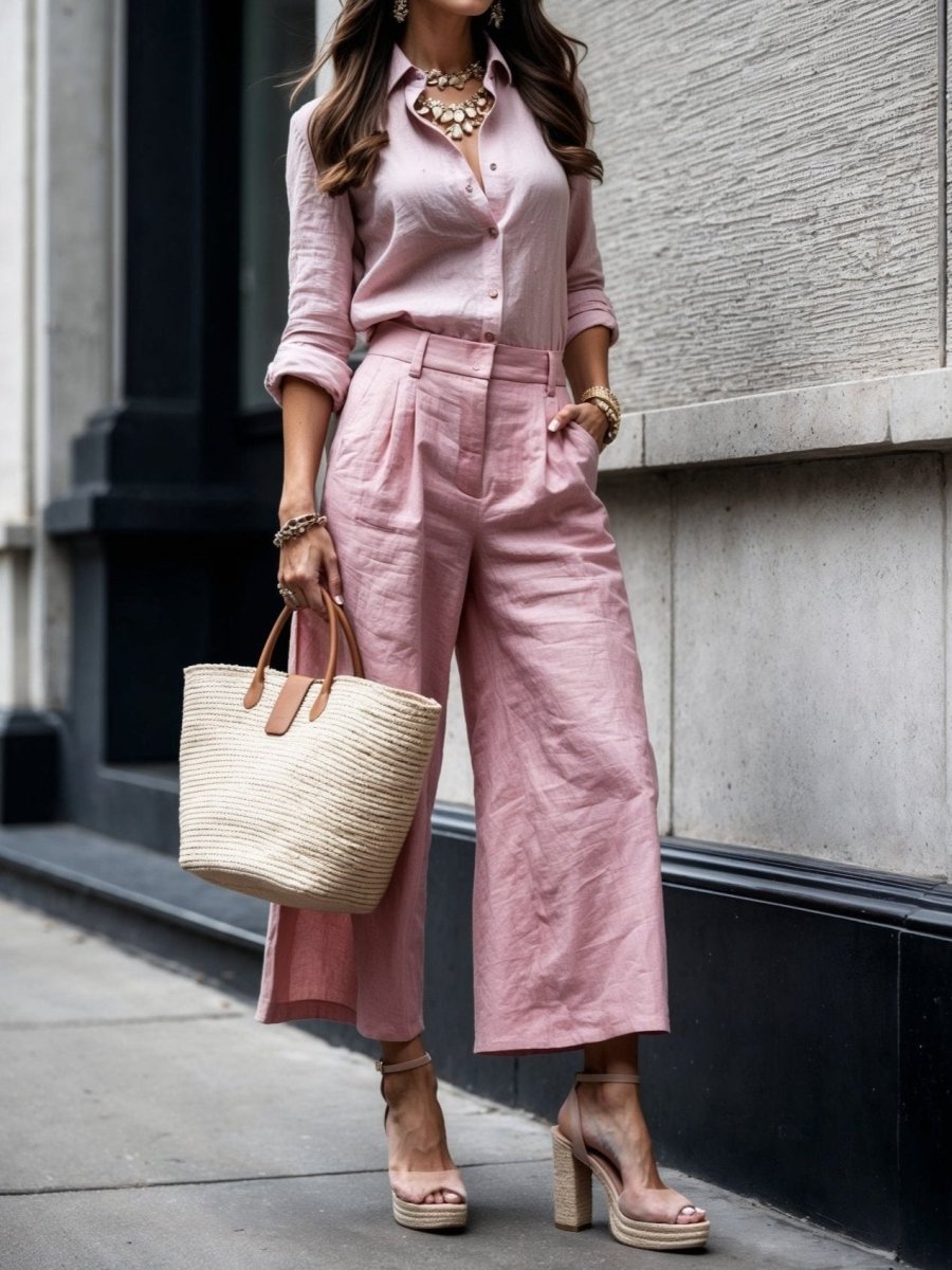 Isadora™ | Look Casual Chic em Rosa Suave - | Benedita Lisboa