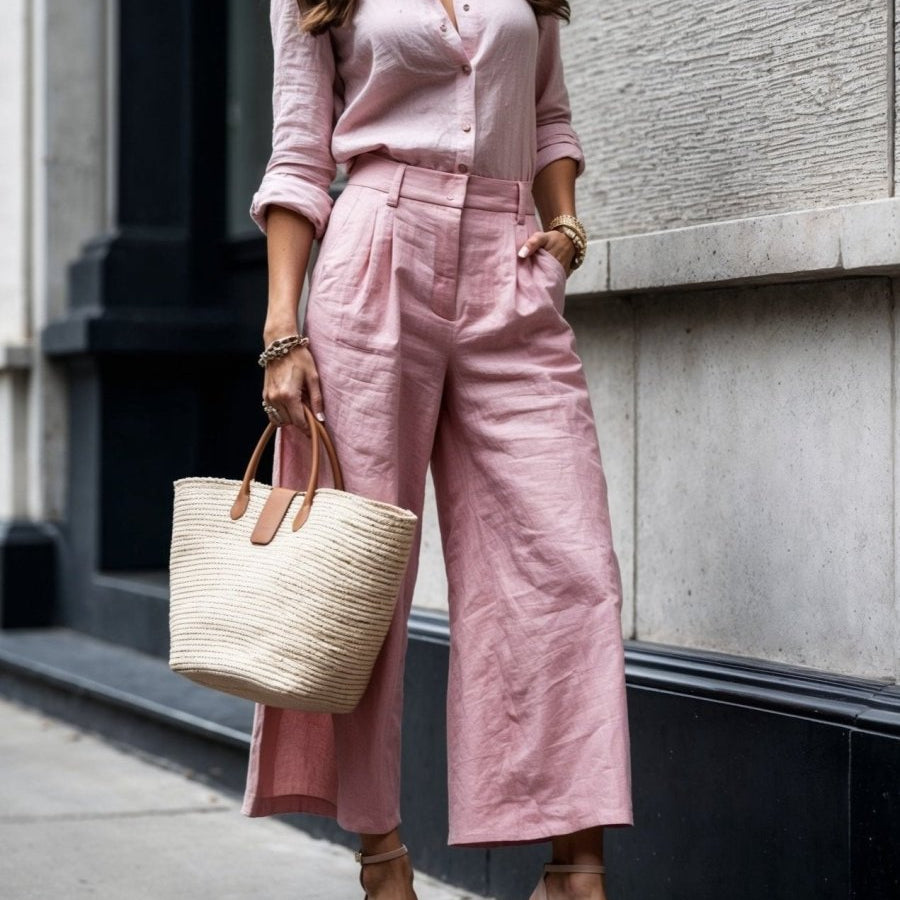 Isadora™ | Look Casual Chic em Rosa Suave - | Benedita Lisboa