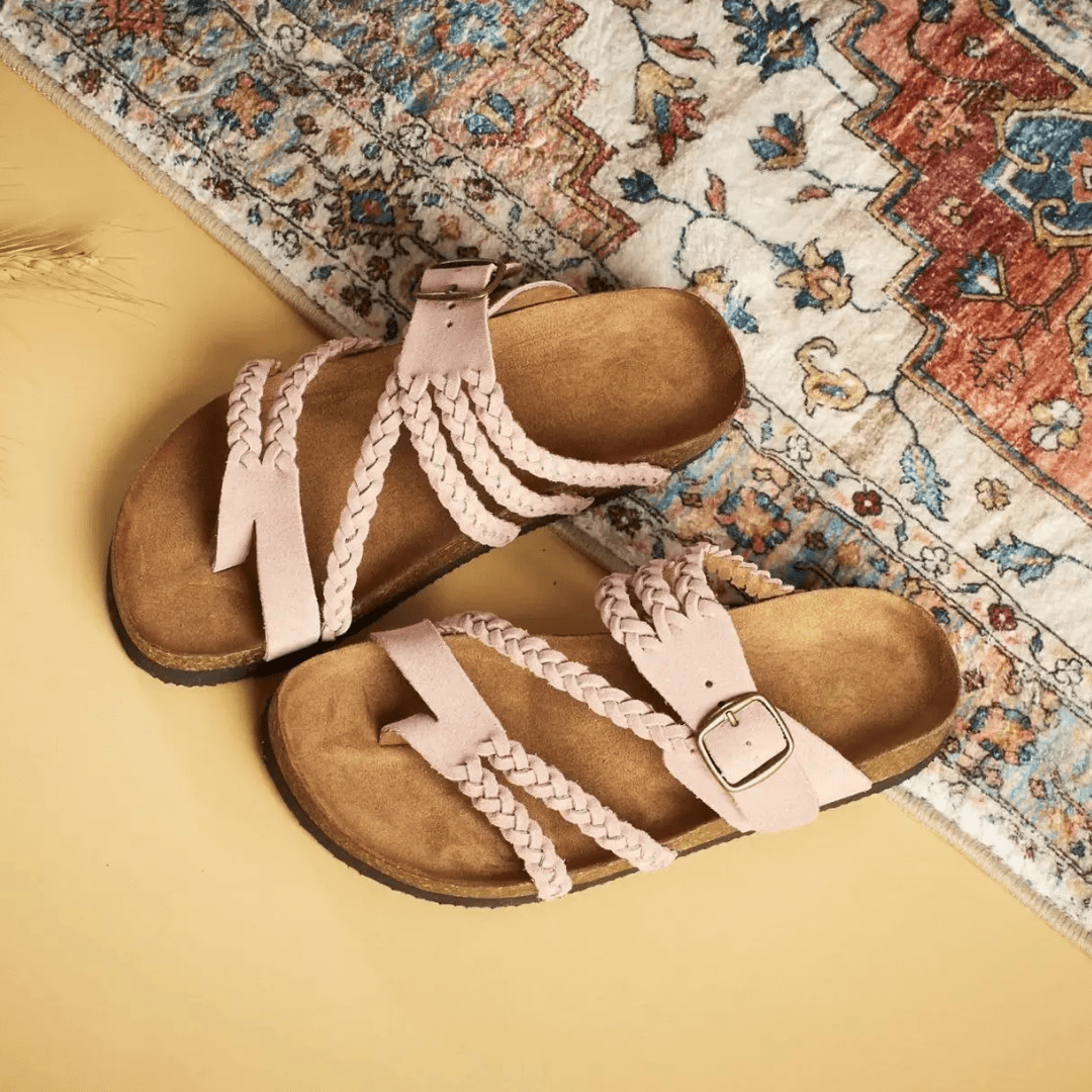 Isadora™ | Sandália de Couro Trançado Ortopédica - Sandals | Benedita Lisboa