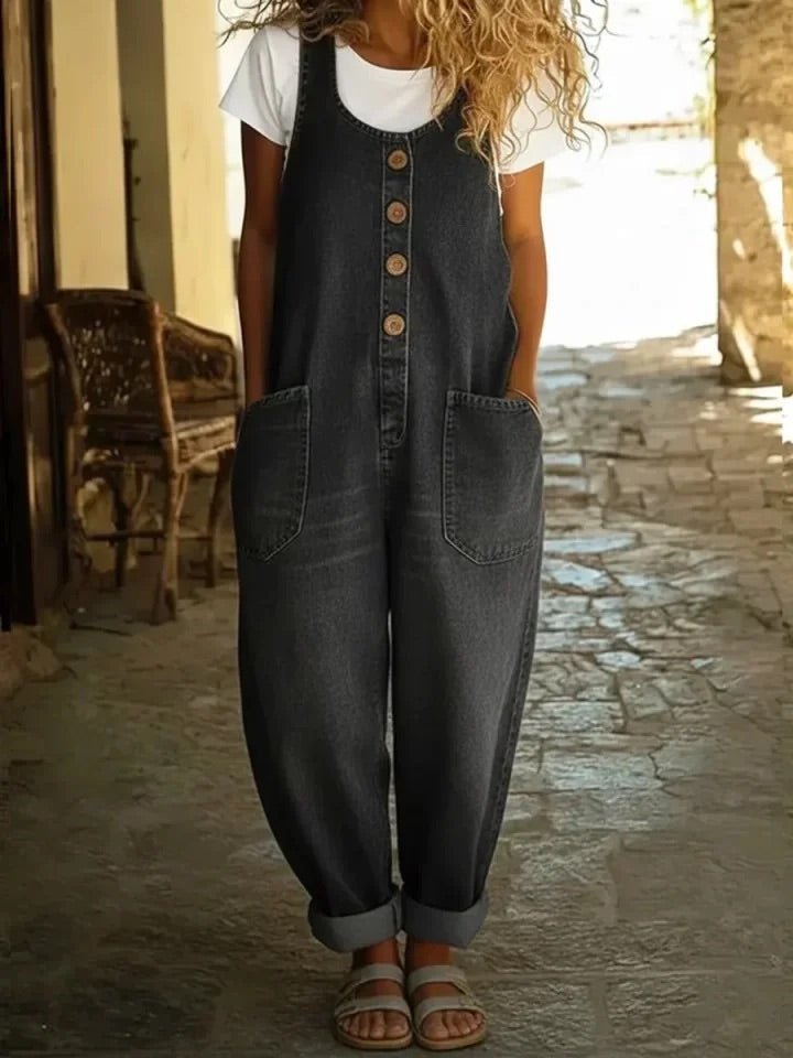 Jacinta™ | Macacão Vintage Lavado, Super Leve e Confortável, Ideal para Dias Quentes - jumpsuit | Benedita Lisboa