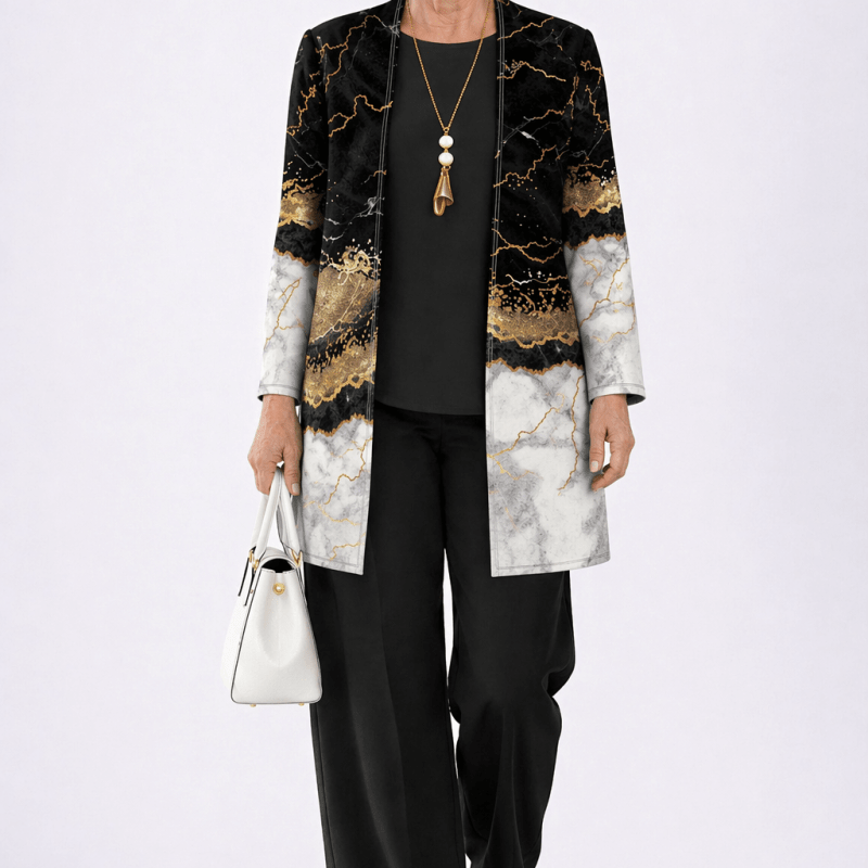 Jéssica™ | Conjunto de 3 Peças Mármore Preto e Dourado - | Benedita Lisboa