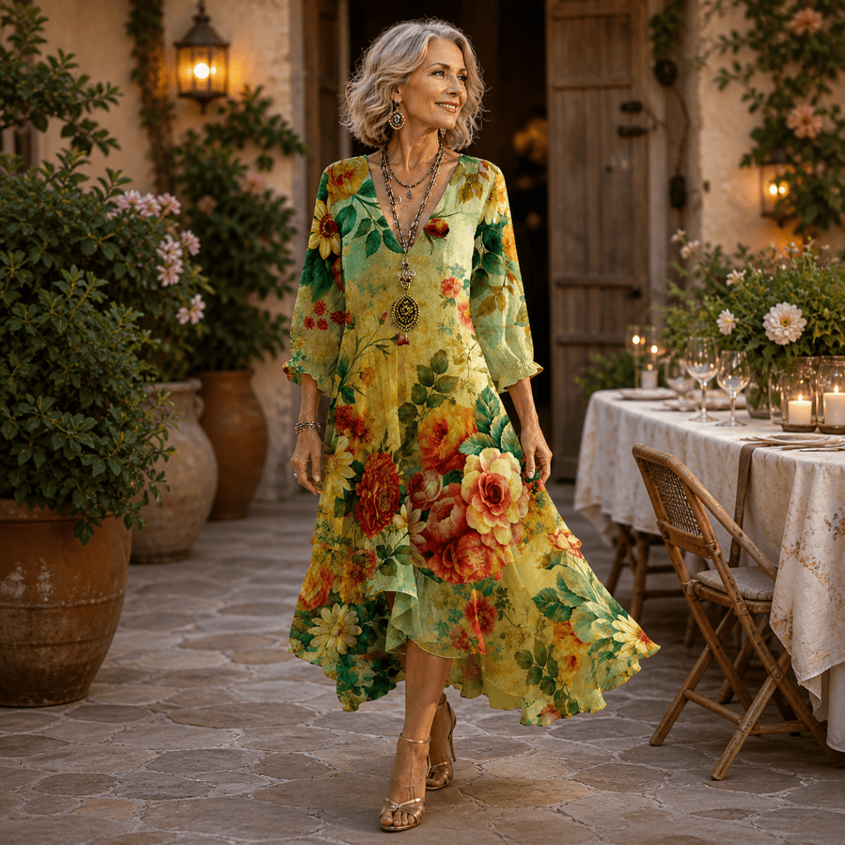 Joana™ | Vestido Midi Floral Comfort Plus 🌿 - | Benedita Lisboa