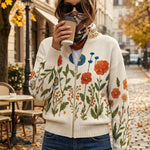 Juniper™ | Casaco de Malha com Fecho e Prado de Flores Silvestres - | Benedita Lisboa