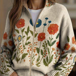 Juniper™ | Casaco de Malha com Fecho e Prado de Flores Silvestres - | Benedita Lisboa
