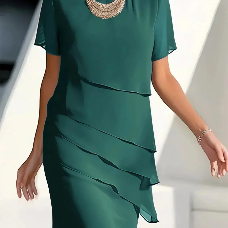 KENDRA™ | Vestido Elegante Fluido em Camadas - Vestido elegante | Benedita Lisboa