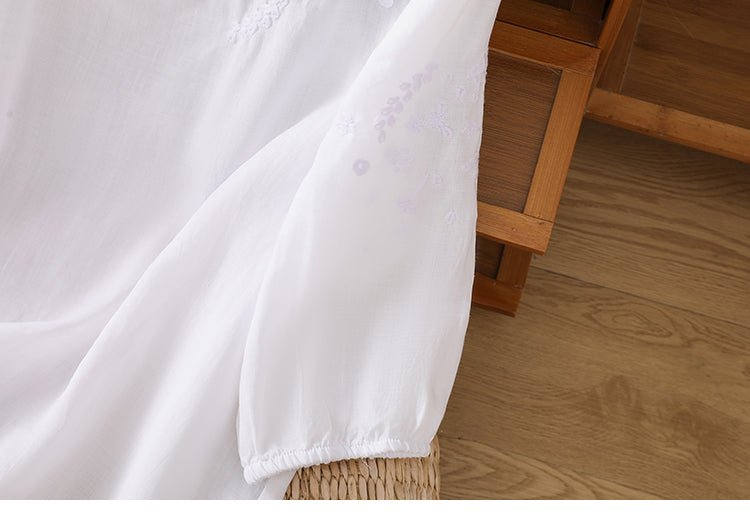 Kissina™ | Blusa de Algodão e Linho Bordada - | Benedita Lisboa