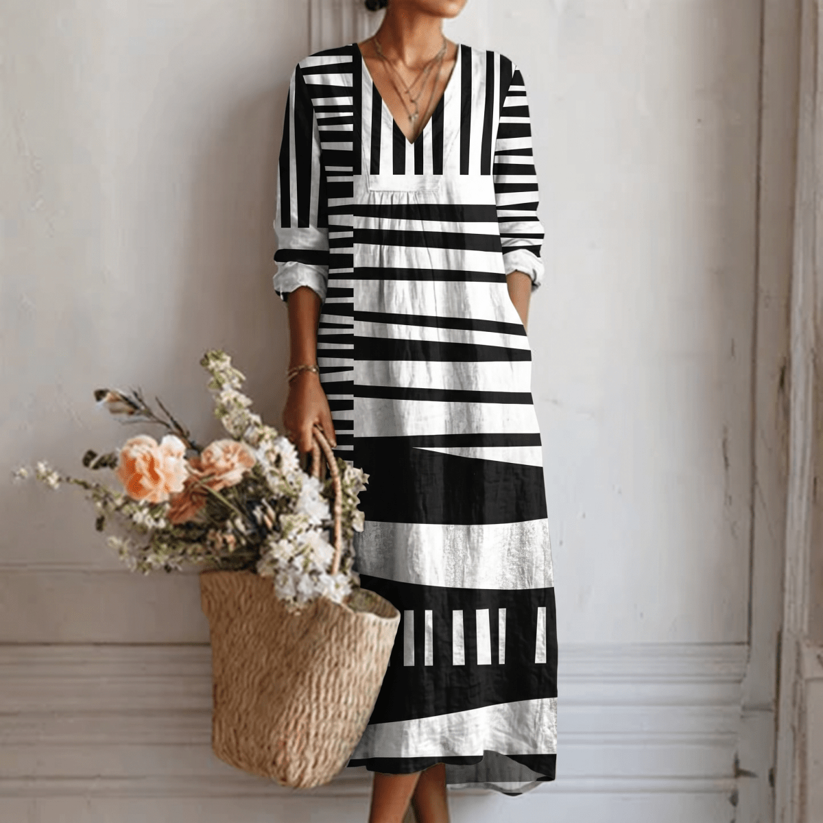 Lara™ | Vestido Estampado Gráfico - Vestido | Benedita Lisboa