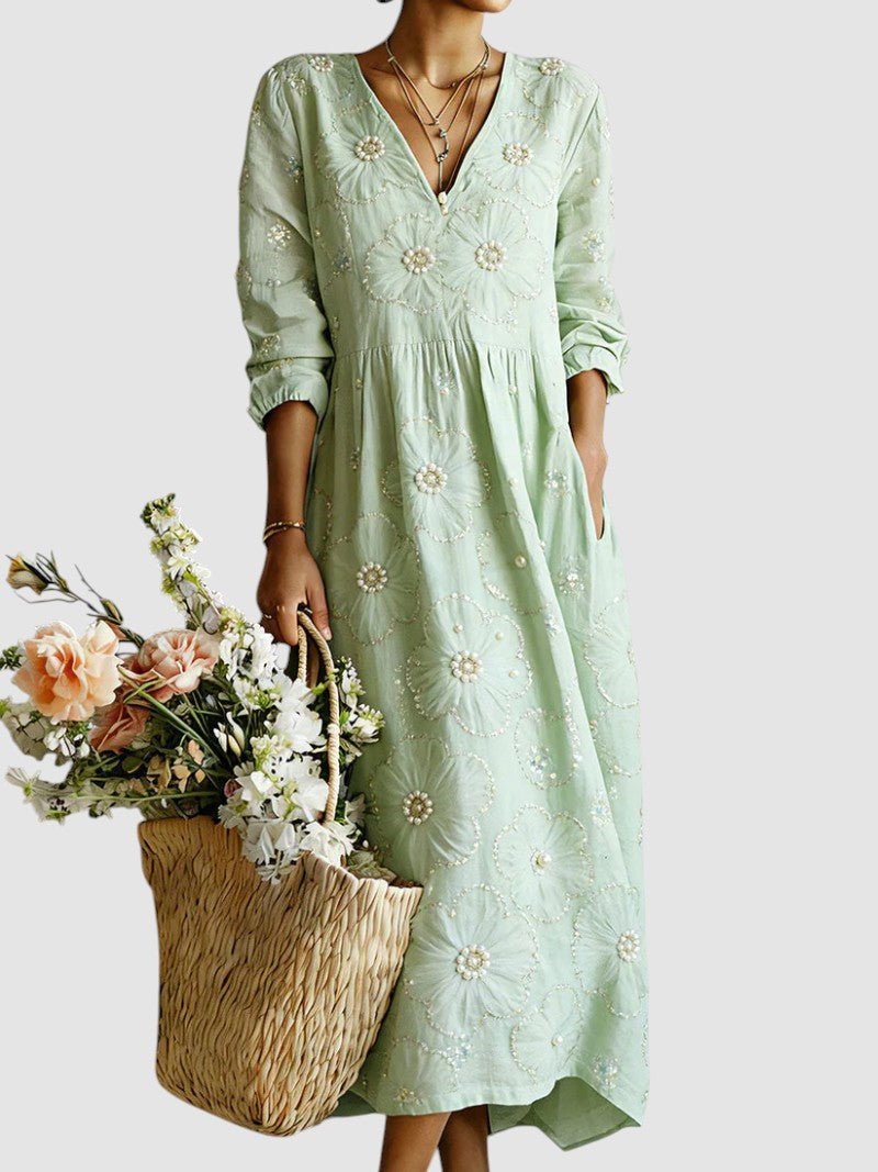 LENA™ | VESTIDO FLORAL, ACONCHEGANTE E LEVE - | Benedita Lisboa