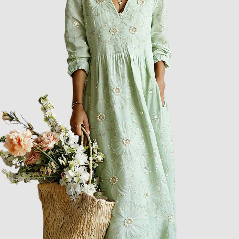 LENA™ | VESTIDO FLORAL, ACONCHEGANTE E LEVE - | Benedita Lisboa