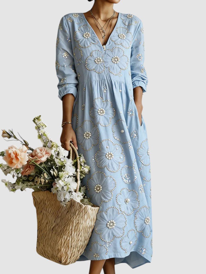LENA™ | VESTIDO FLORAL, ACONCHEGANTE E LEVE - | Benedita Lisboa
